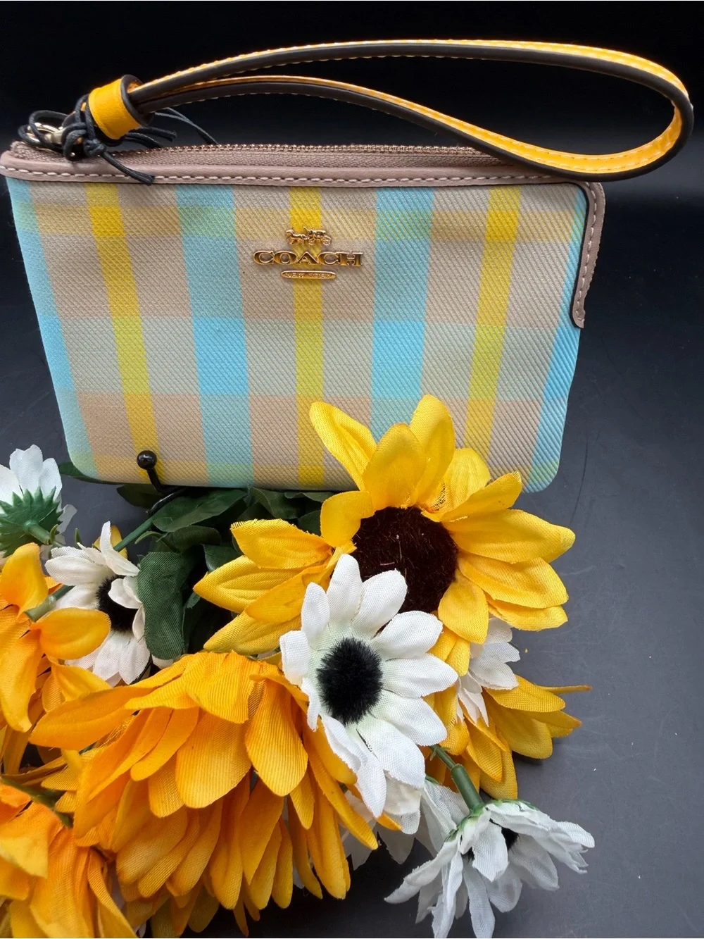 COACH Plaid Nolita Trio in Yellow & Blue